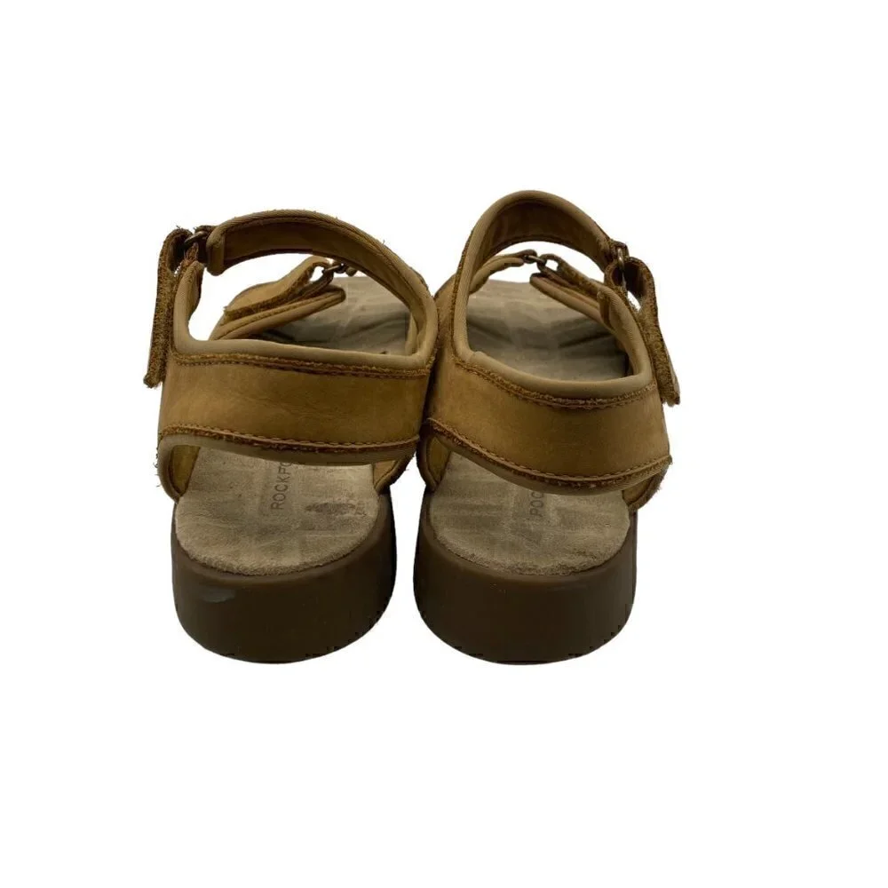 Rockport Women Sandals Flats Comfort Leather Upper Adjustable Tan Size 9N